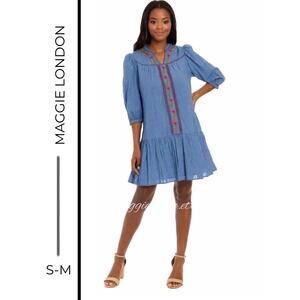 MSRP: $148 | ✨ Maggy London Embroidered Cotton Drop Waist Dress Size S-M✨